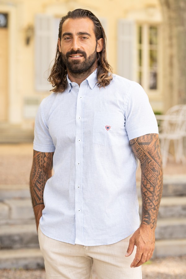 Chemise manches courtes ray bleu JEAN MARIE