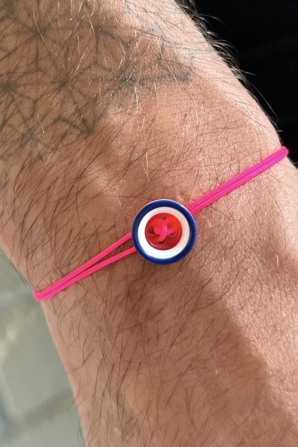 Bracelet button pink fluo thread 